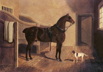 John Frederick Jr Herring : A Favorite Coach Horse and Dog in a Stable